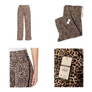 SOFIA Intimates Women Leopard Wide Leg Pants Medium (8-10) Black And Brown